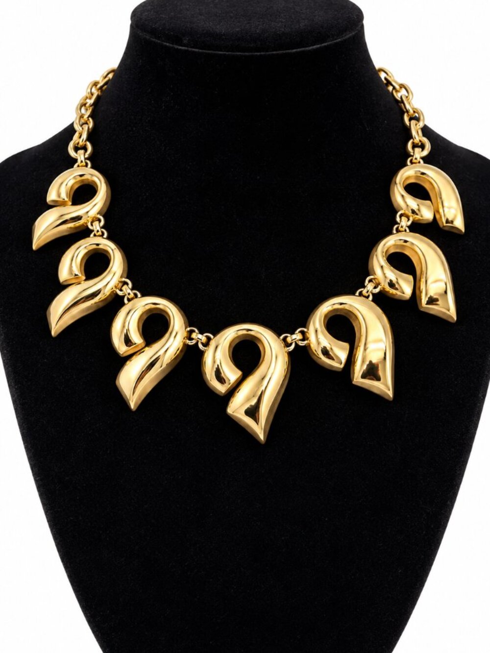 Vintage CoroLite Gold Tone Sculptural Ribbon Link Choker Necklace